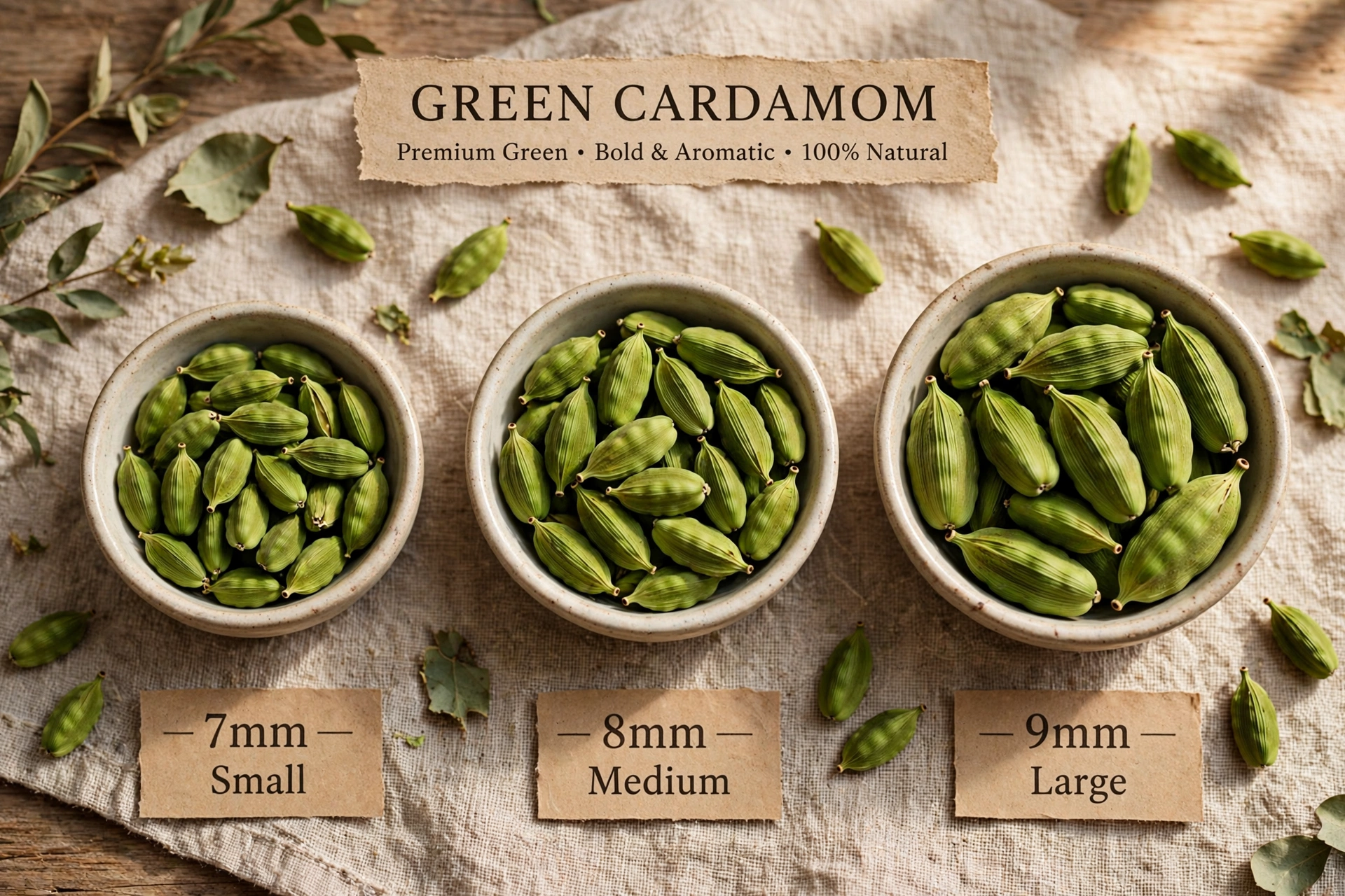 Green Cardamom 7mm 8mm 9mm Bold